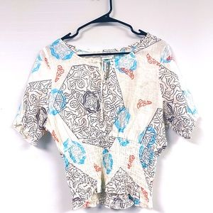 Vintage Clio Linen Smocked Top